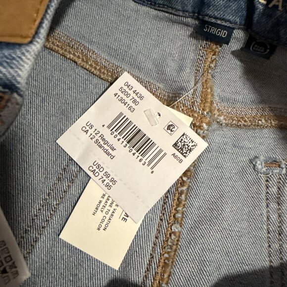 American Eagle Curvy Super High-Rise Baggy Straight Jeans 12 Regular Blue Denim - Picture 6 of 8